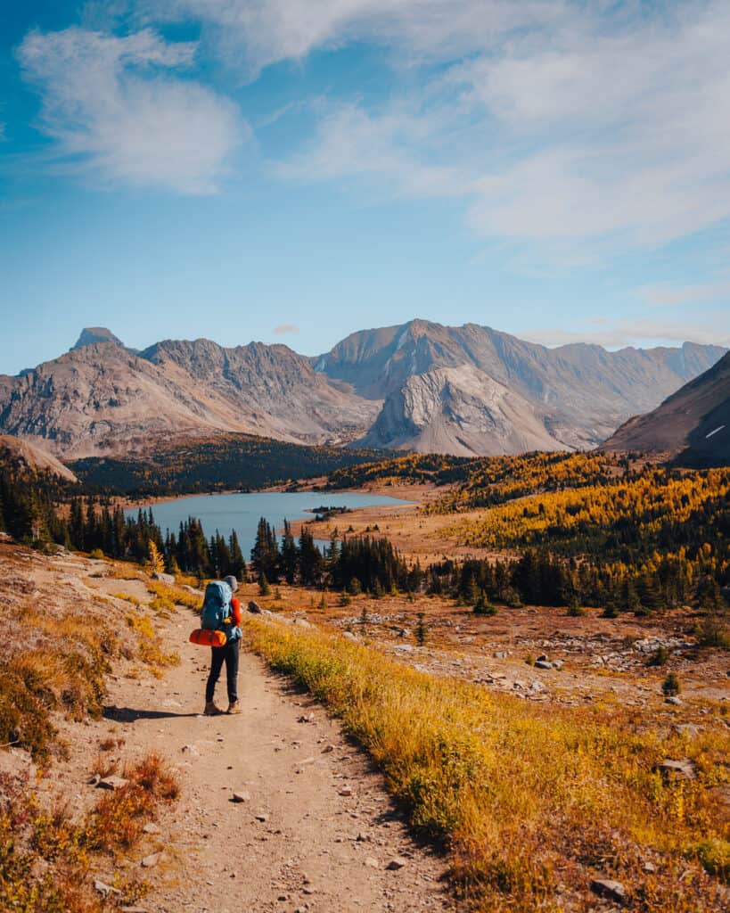 woman backpacker taking in the view 