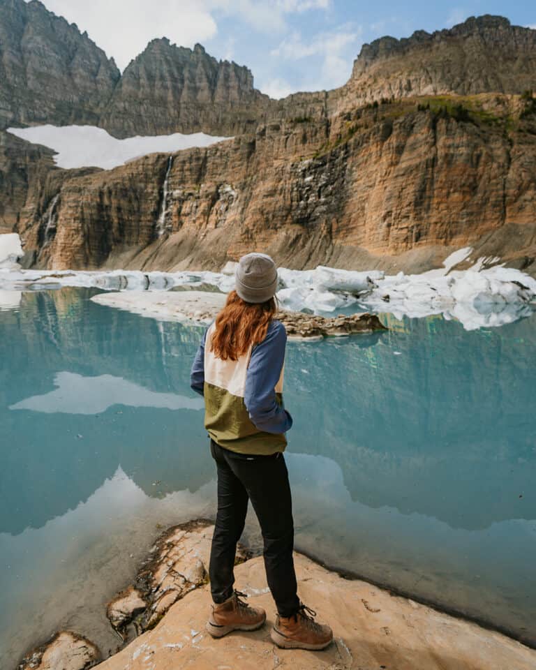 Up close to the freezing cold glacier water at Grinnell Glacier